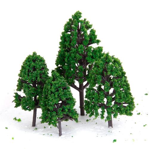 Crofta 12pcs 1.2 inch - 6.3 inch Green Train Set Scenery Landscape Model Tree Scale 1/50