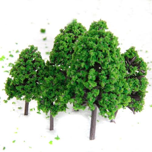 Crofta 12pcs 1.2 inch - 6.3 inch Green Train Set Scenery Landscape Model Tree Scale 1/50