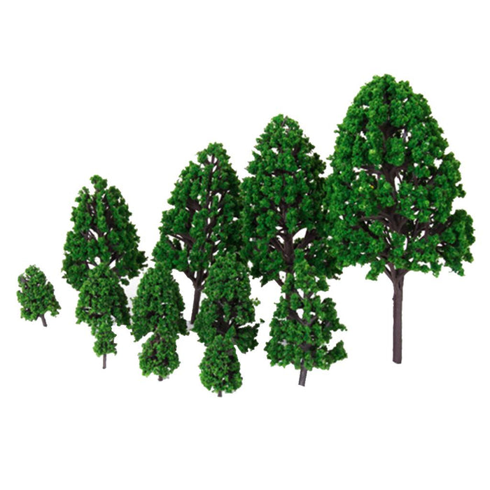 Crofta 12pcs 1.2 inch - 6.3 inch Green Train Set Scenery Landscape Model Tree Scale 1/50