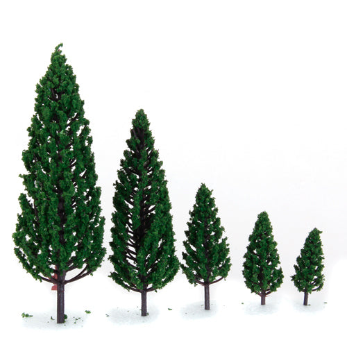 Crofta 10Pcs 1.9 inch - 6.3 inch Train Set Scenery Landscape Model Pyramidal Trees Scale 1/50