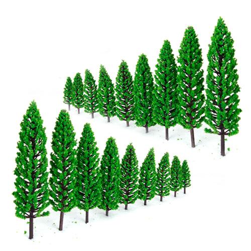 Crofta 10Pcs 1.9 inch - 6.3 inch Green Train Set Scenery Landscape Model Tree Scale 1/50