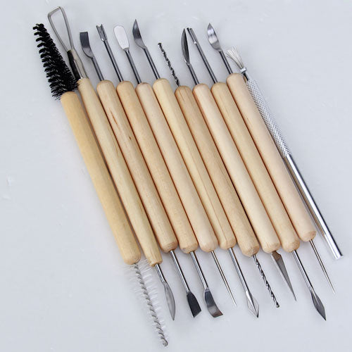 Crofta 11 pcs Pottery Clay Sculpture Carving Tool Set