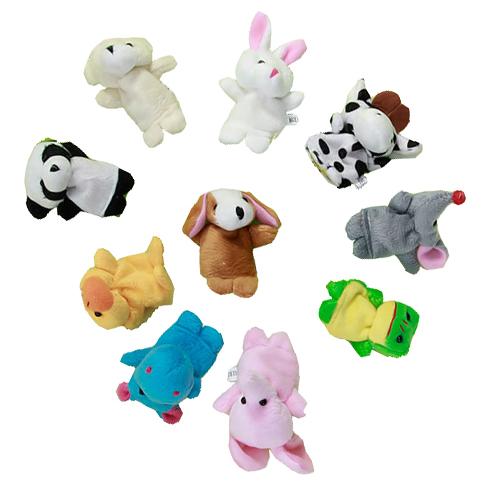 Crofta 10pcs Velvet Animal Style Finger Puppets Set Kids Soft Toys