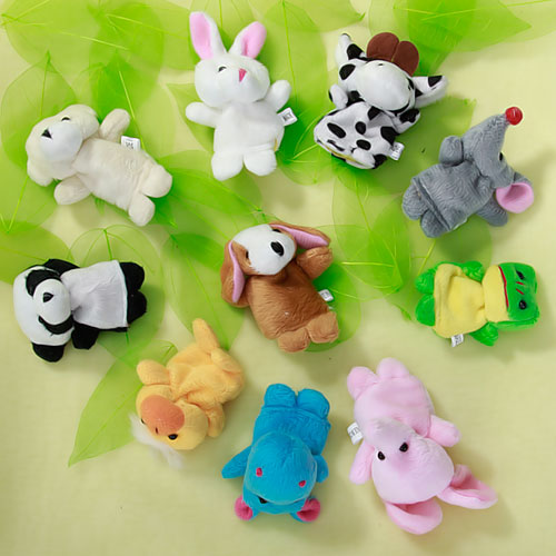 Crofta 10pcs Velvet Animal Style Finger Puppets Set Kids Soft Toys