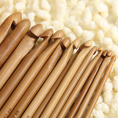 Crofta 14 Sizes Afghan Carbonized Bamboo Crochet Hooks 3.0-10.0mm