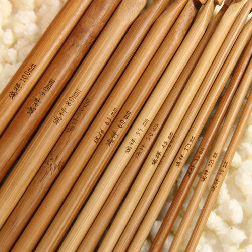 Crofta 14 Sizes Afghan Carbonized Bamboo Crochet Hooks 3.0-10.0mm