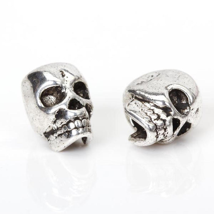 Crofta 10pcs Antique Silver Metal Skull Spacer Beads Fit DIY Charm Bracelet 3.9mm Hole