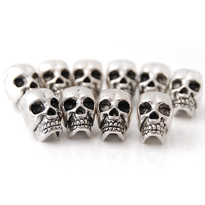 Crofta 10pcs Antique Silver Metal Skull Spacer Beads Fit DIY Charm Bracelet 3.9mm Hole