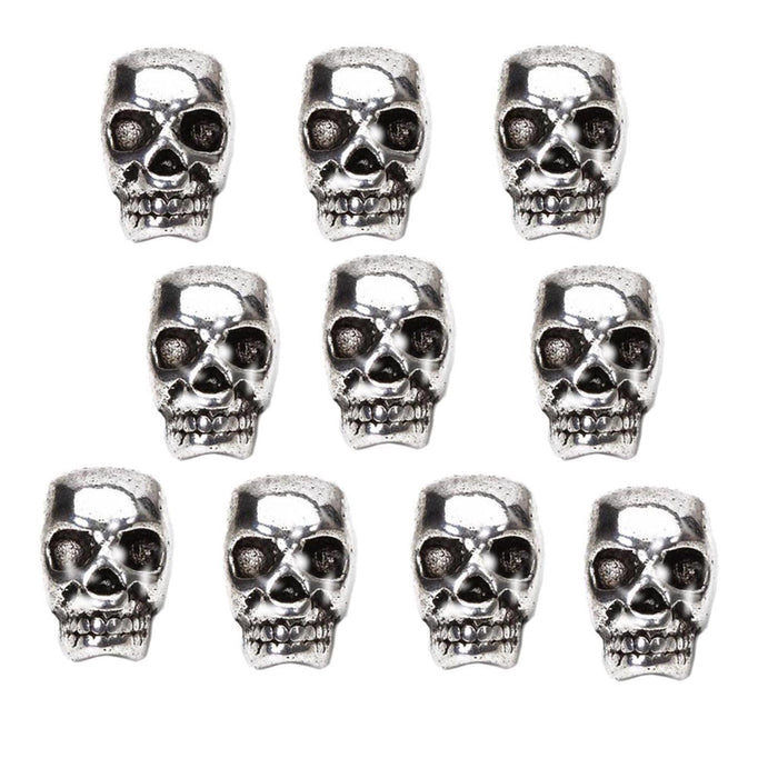 Crofta 10pcs Antique Silver Metal Skull Spacer Beads Fit DIY Charm Bracelet 3.9mm Hole