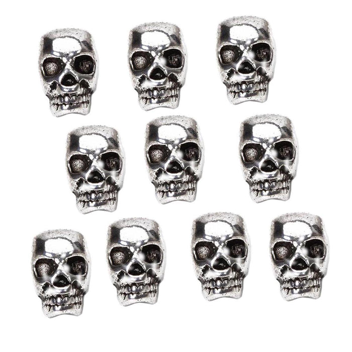 Crofta 10pcs Antique Silver Metal Skull Spacer Beads Fit DIY Charm Bracelet 3.9mm Hole