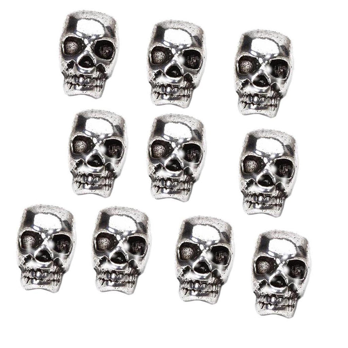 Crofta 10pcs Antique Silver Metal Skull Spacer Beads Fit DIY Charm Bracelet 3.9mm Hole