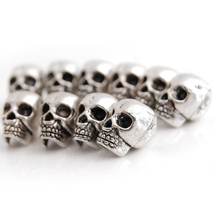 Crofta 10pcs Antique Silver Metal Skull Spacer Beads Fit DIY Charm Bracelet 3.9mm Hole