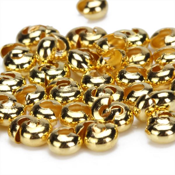 Crofta 100pcs Gold Tone Crimp Covers Beads Jewelry Findings