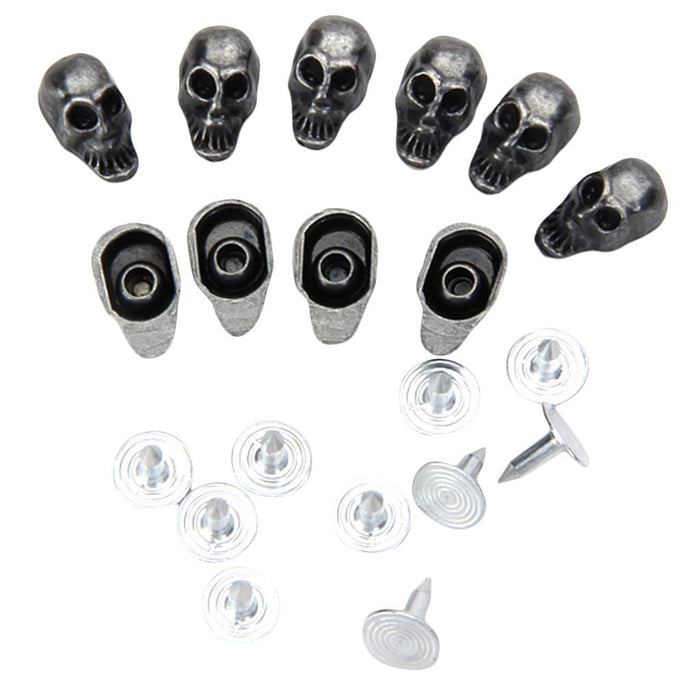 Crofta 10 Sets Skull Rivets Studs Antique Silver 13 x 8mm