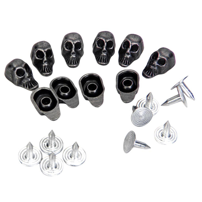 Crofta 10 Sets Skull Rivets Studs Antique Silver 13 x 8mm