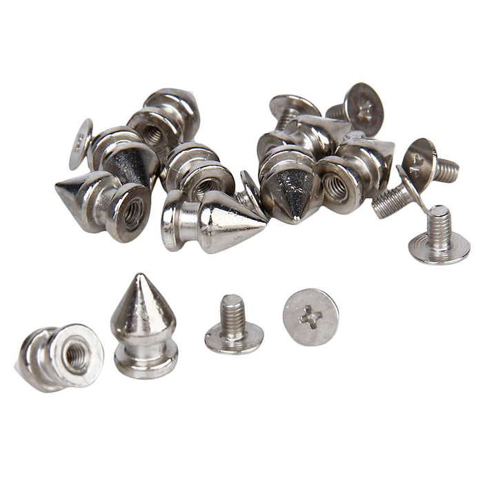 Crofta 10 Sets Cone Screwback Rivet Studs 12mm Silver