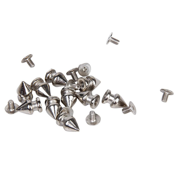 Crofta 10 Sets Cone Screwback Rivet Studs 12mm Silver