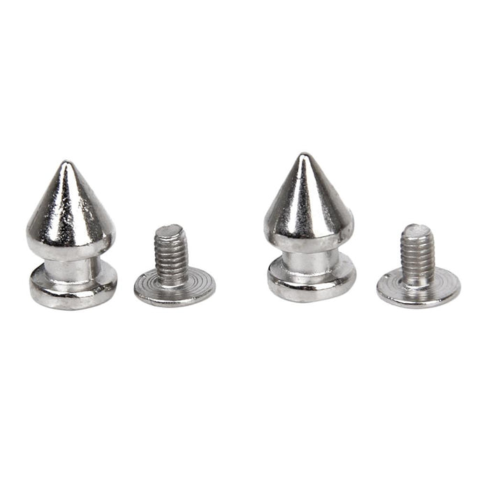 Crofta 10 Sets Cone Screwback Rivet Studs 12mm Silver