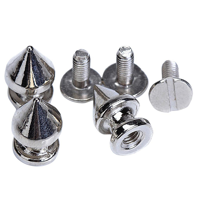 Crofta 10 Sets Cone Screwback Rivet Studs 12mm Silver