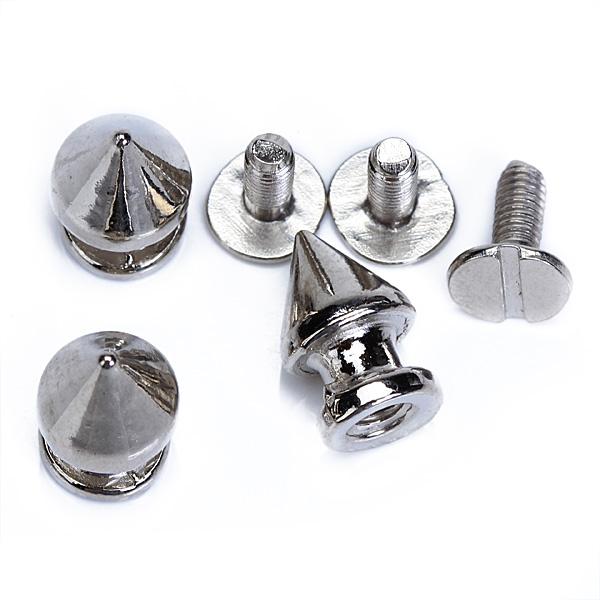 Crofta 10 Sets Cone Screwback Rivet Studs 12mm Silver