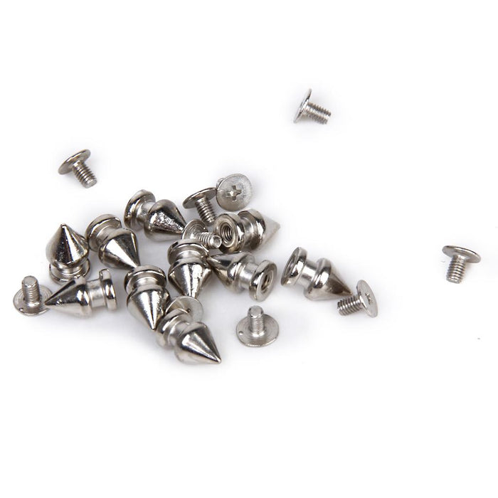 Crofta 10 Sets Cone Screwback Rivet Studs 12mm Silver