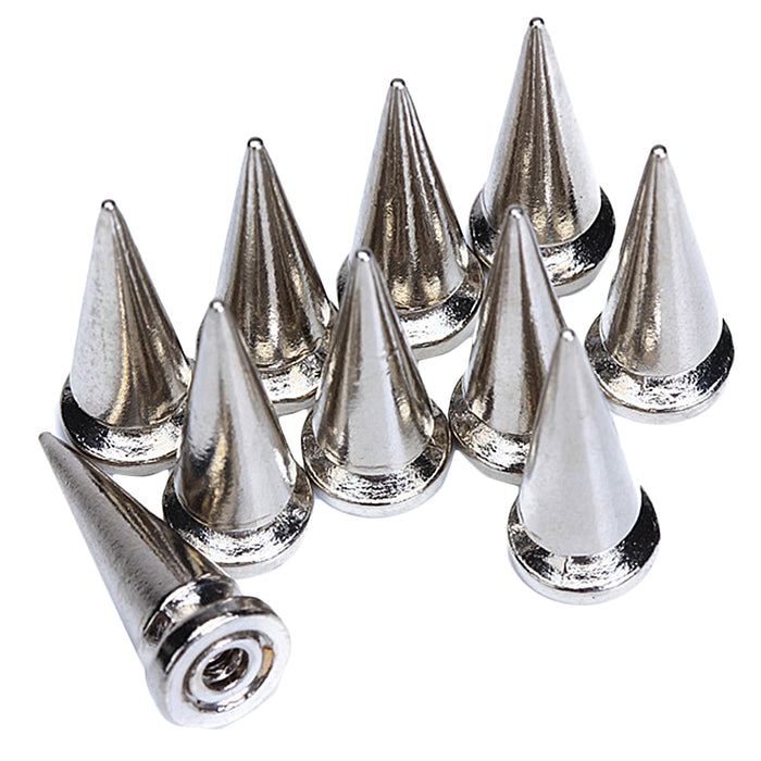 Crofta 10 Sets Cone Screwback Spikes Studs 25mm Silver