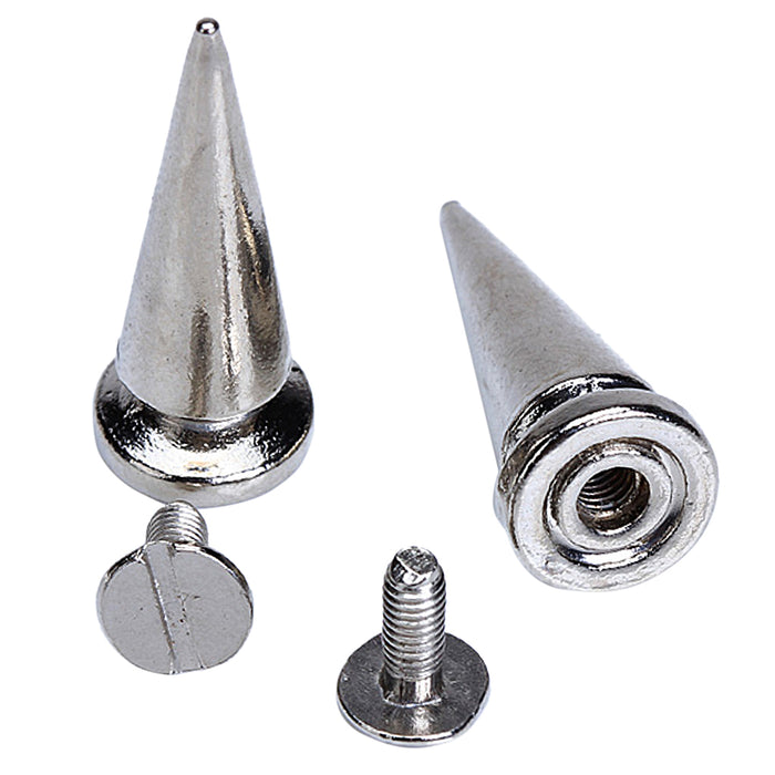 Crofta 10 Sets Cone Screwback Spikes Studs 25mm Silver