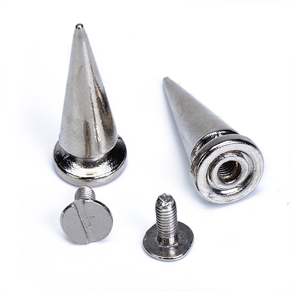 Crofta 10 Sets Cone Screwback Spikes Studs 25mm Silver