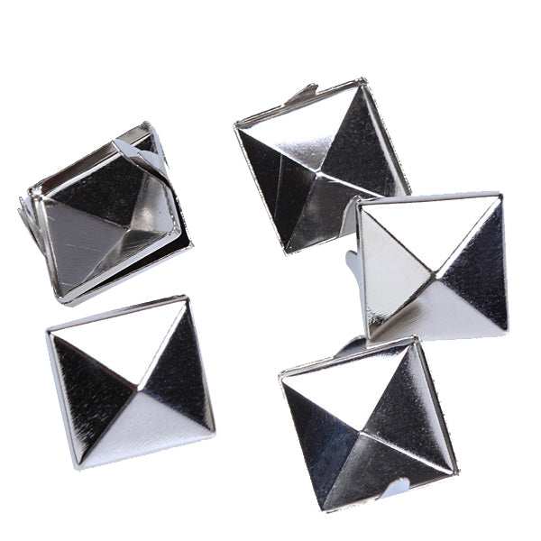 Crofta 100pcs 2 Prongs Pyramid Studs 12mm Silver