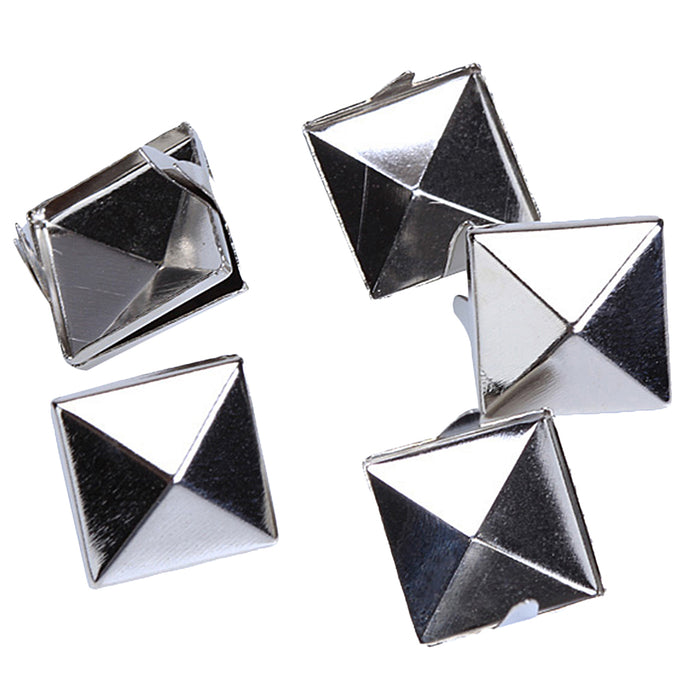 Crofta 100pcs 2 Prongs Pyramid Studs 12mm Silver