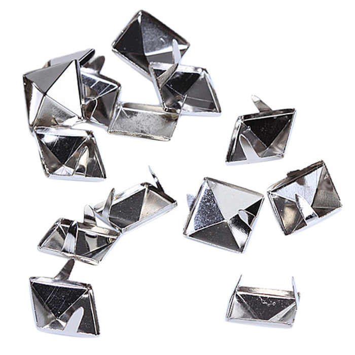 Crofta 100pcs 2 Prongs Pyramid Studs 12mm Silver