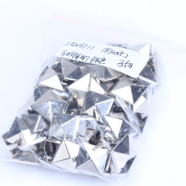 Crofta 100pcs 2 Prongs Pyramid Studs 12mm Silver