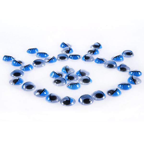 Crofta 100pcs Blue Movable Wiggly Eyes w/ Eyelash 12mm