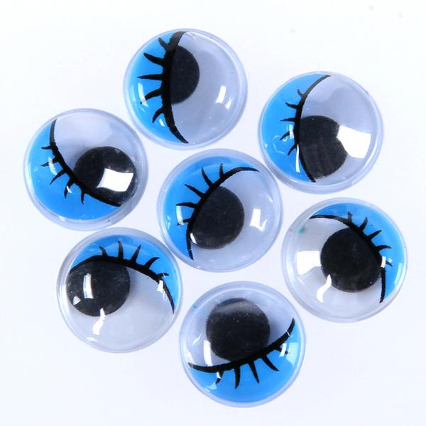 Crofta 100pcs Blue Movable Wiggly Eyes w/ Eyelash 12mm