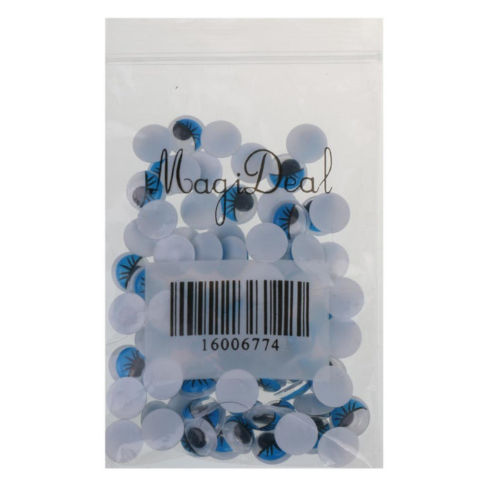 Crofta 100pcs Blue Movable Wiggly Eyes w/ Eyelash 12mm