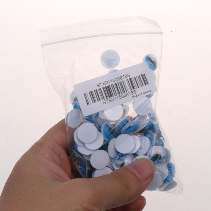 Crofta 100pcs Blue Movable Wiggly Eyes w/ Eyelash 12mm