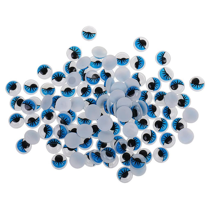 Crofta 100pcs Blue Movable Wiggly Eyes w/ Eyelash 12mm