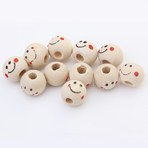 Crofta 10mm Cute Round ball Smile Face Pattern Loose Beads for Necklace Bracelet Jewelry Making Craft Projects DIY Pack of 120PCS