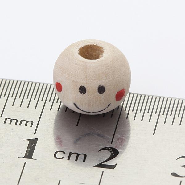 Crofta 100 Pieces Wooden Round Smile Face Loose Beads 10mm