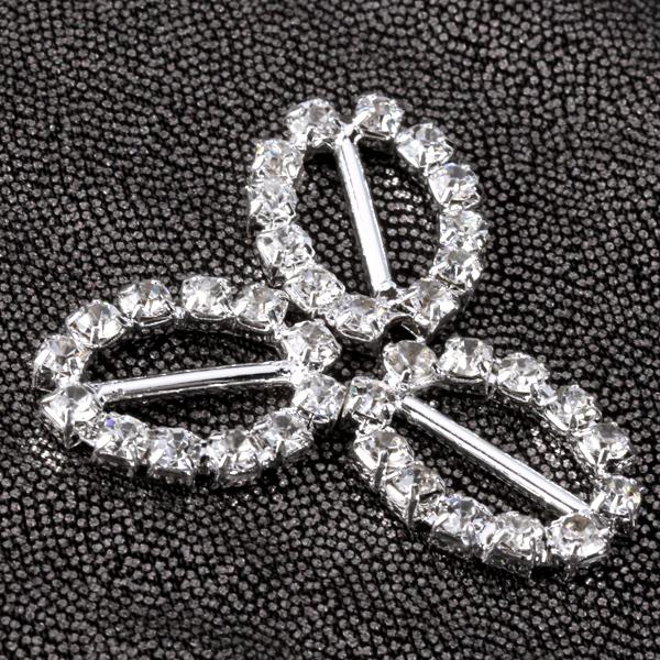 Crofta 10pcs Oval Rhinestone Ribbon Buckles Sliders