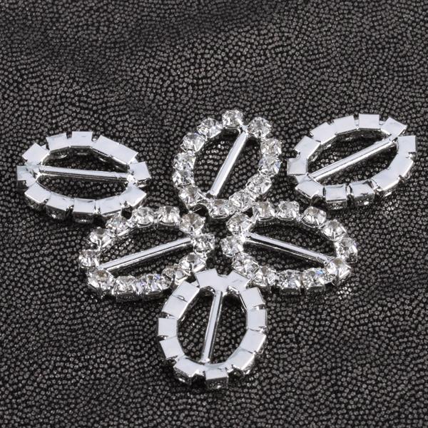 Crofta 10pcs Oval Rhinestone Ribbon Buckles Sliders