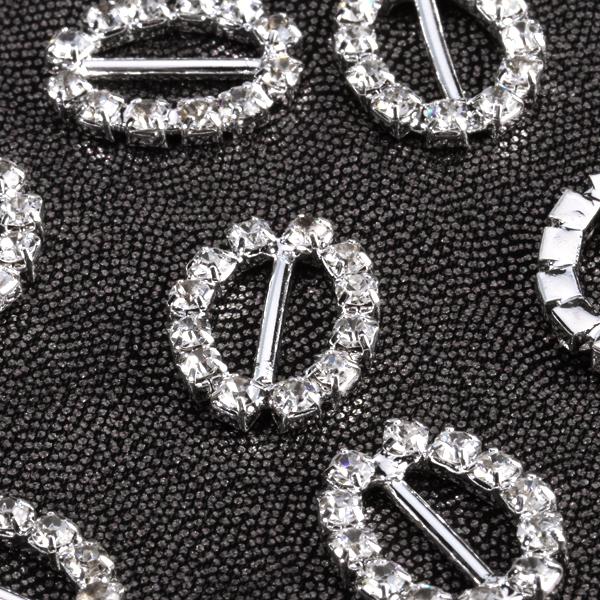 Crofta 10pcs Oval Rhinestone Ribbon Buckles Sliders