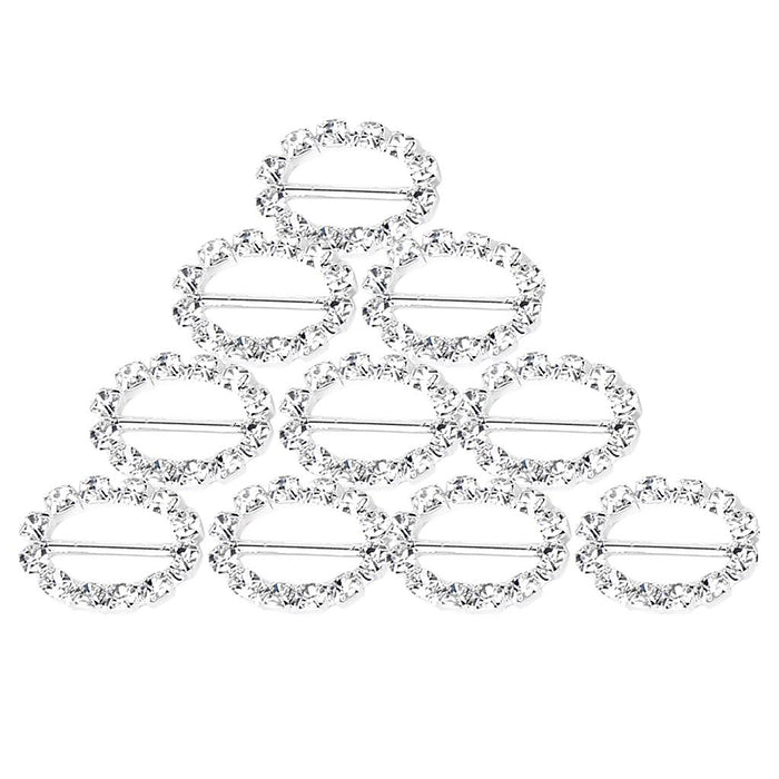 Crofta 10pcs Oval Rhinestone Ribbon Buckles Sliders