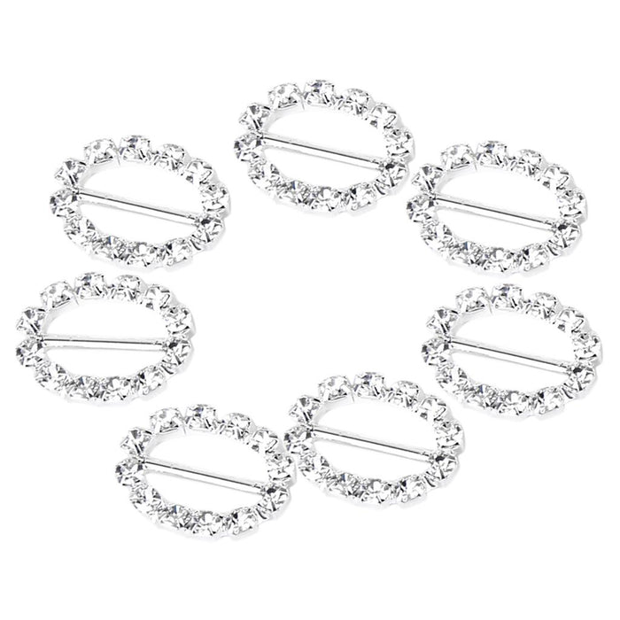 Crofta 10pcs Oval Rhinestone Ribbon Buckles Sliders