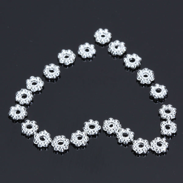 Crofta 100pcs Silver Daisy Flower Spacer Beads 4mm