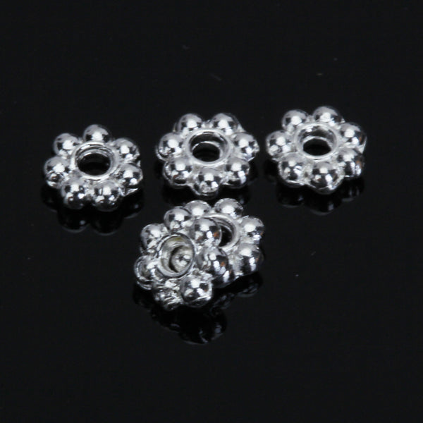 Crofta 100pcs Silver Daisy Flower Spacer Beads 4mm