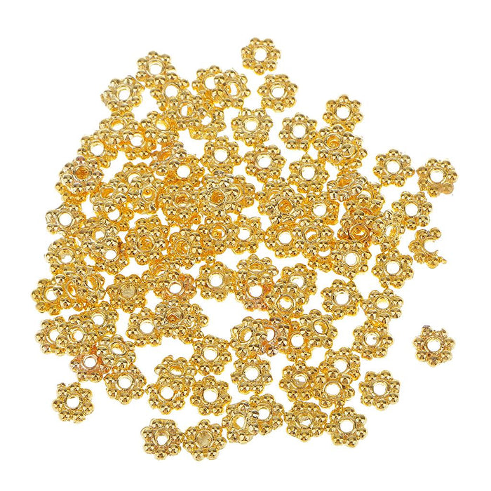 Crofta 100pcs Gold Daisy Flower Spacer Beads 4mm