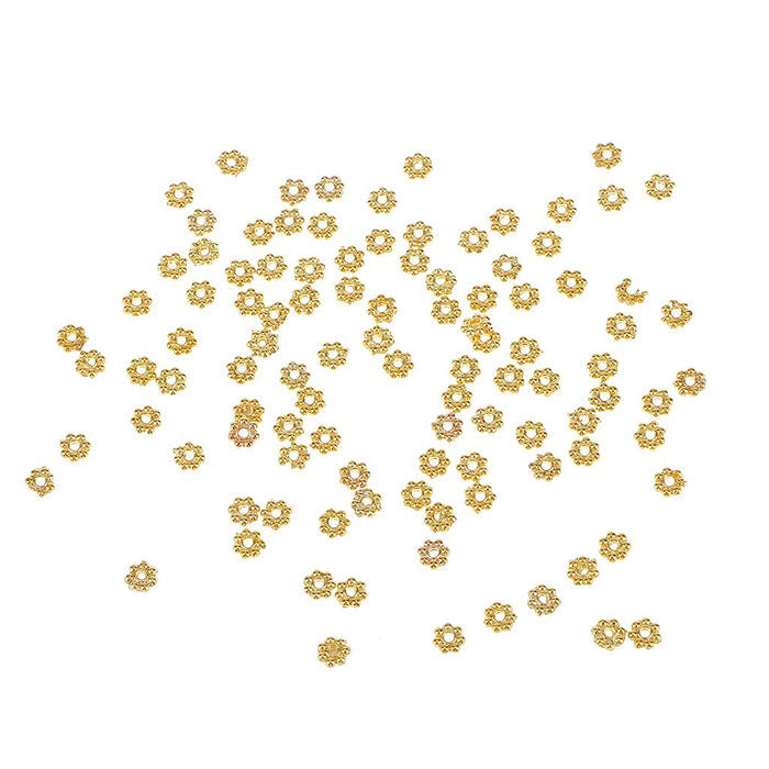 Crofta 100pcs Gold Daisy Flower Spacer Beads 4mm