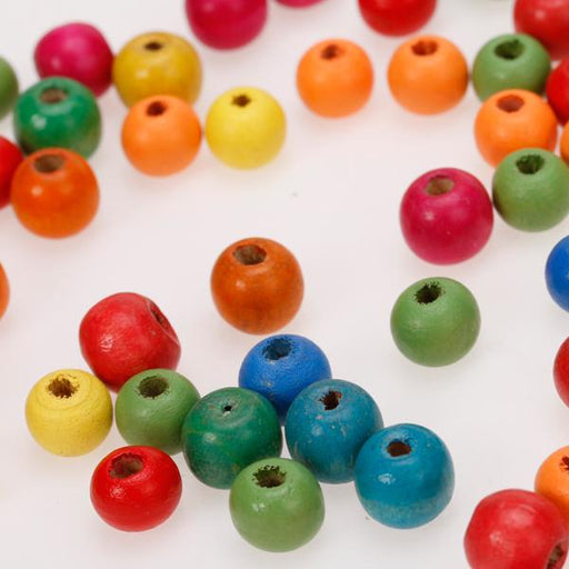 Crofta 100pcs Assorted Bright Color 9mm Round Wooden Beads