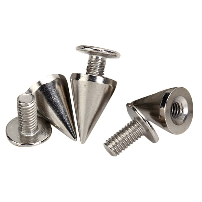 Crofta 10 Sets Cone Screwback Spikes Studs 10mm Silver